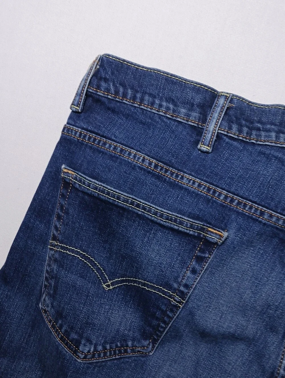 Levi's 569 Mens Loose Straight Fit Jeans 42X32 Dark Blue Wash Denim Stretch